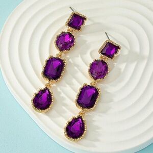 Elegant Purple and Gold Drop Earrings